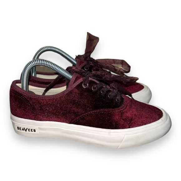 SeaVees for J. Crew Legend Casual Sneakers Merlot Burgundy Velvet Women's 7 - Picture 3 of 10